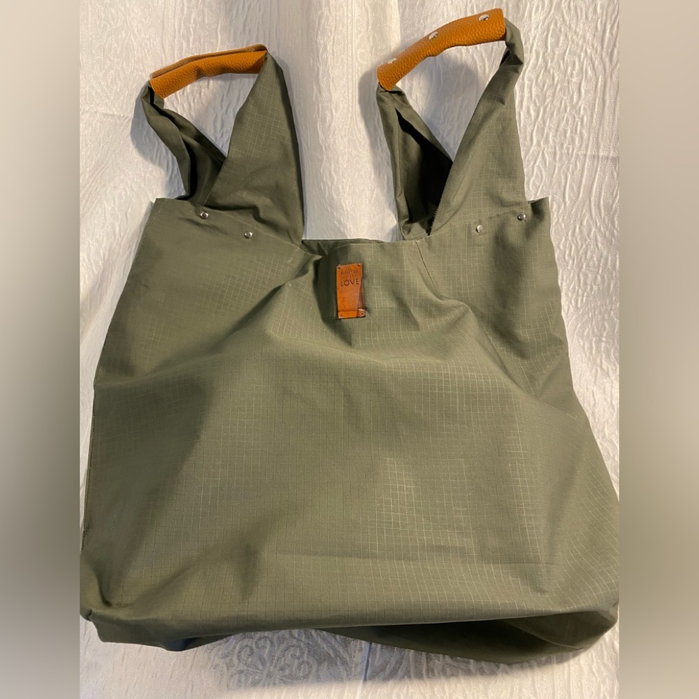 Handmade Grocery Tote With Faux Leather Handles